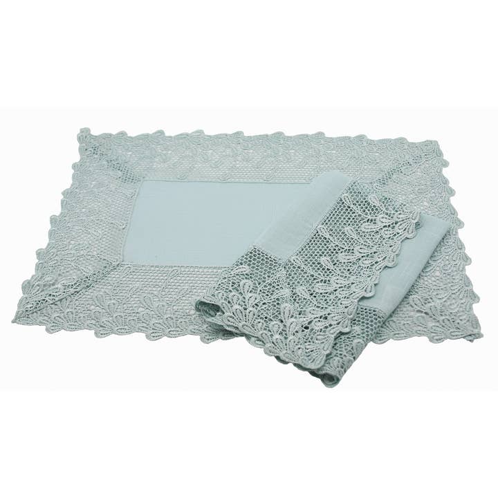 Xia Home Fashions & Manor Luxe - Venta al por mayor Manteles individuales - Juego de 4 manteles individuales con encaje enrejado de 35,5 x 50,6 cm2