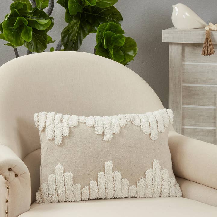 Cuscino moderno in cotone trapuntato color avorio, 13 x 20 cm per la vendita all'ingrosso da parte di Fennco Styles