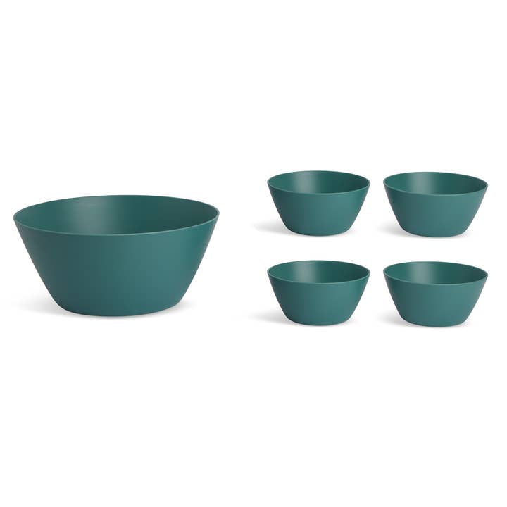 Core Home - Wholesale Salad Plate - 5pc RPET Salad Set - Emerald City