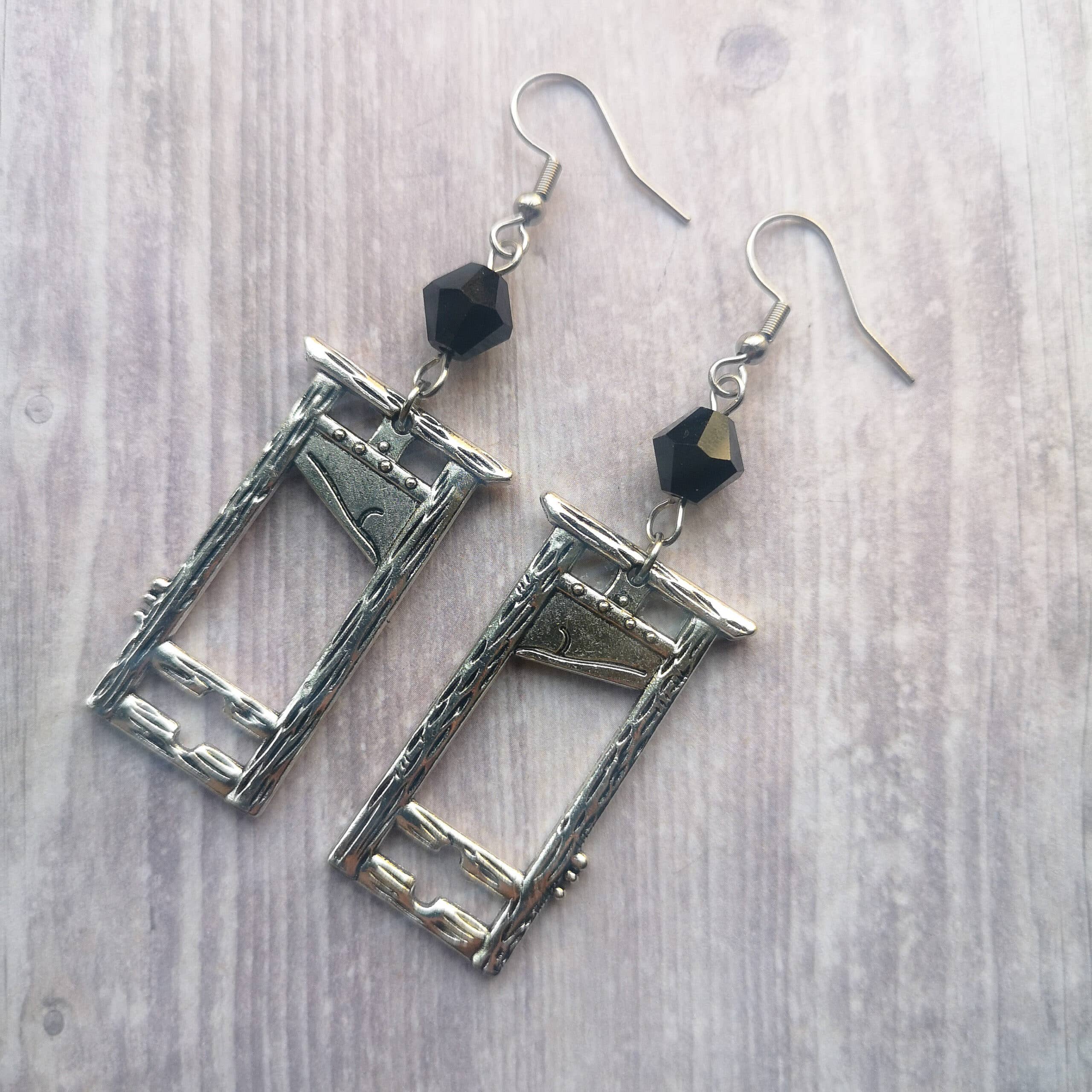Ayame Designs - Wholesale Dangle Earrings - Guillotine Stainless Steel Beaded Earrings0