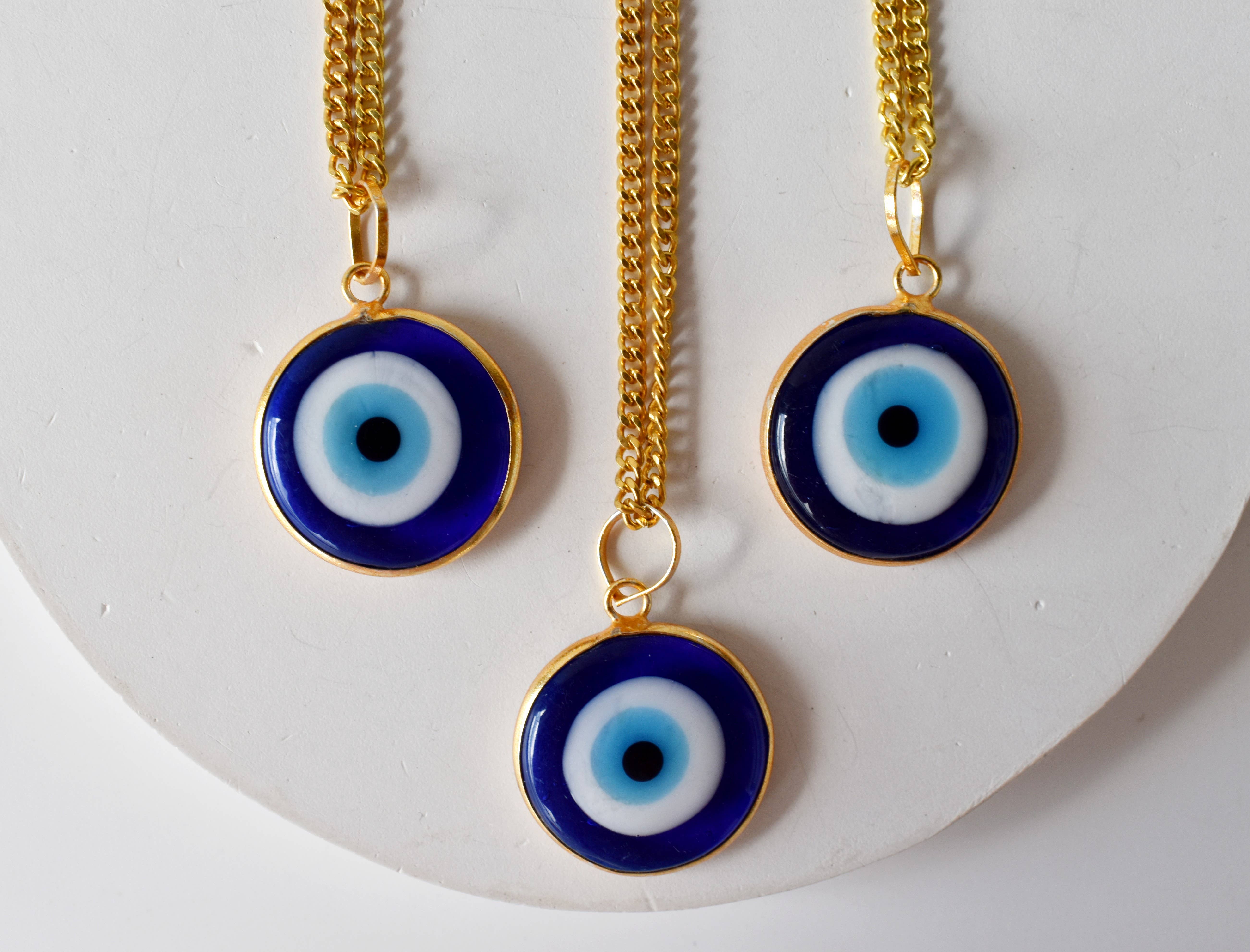 Soothing Crystals - Vente Colliers à pendentif - Pendentif Evil Eye | Breloque en or électrolytique7
