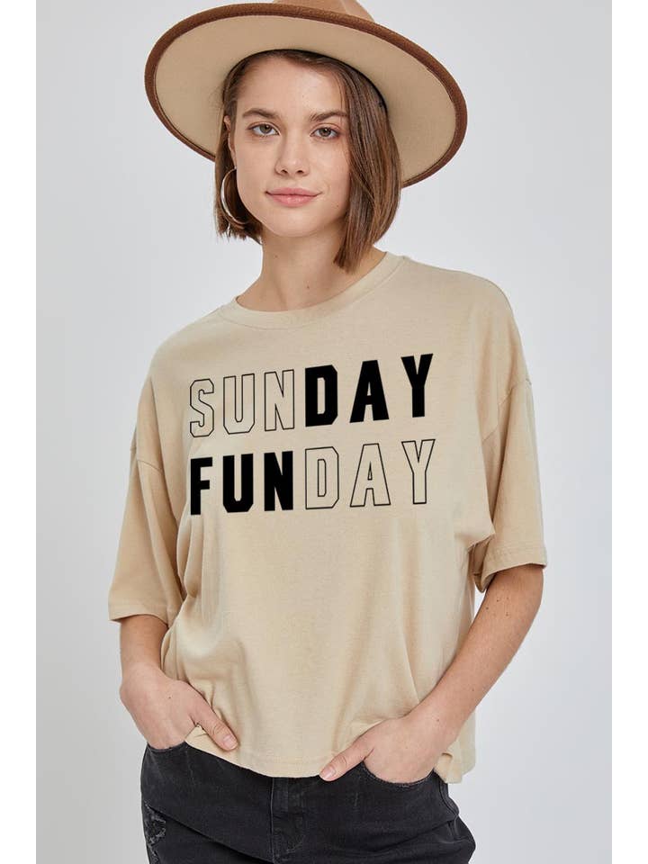 COLORBEAR - Wholesale T-Shirt (Graphic) - Women's - Sunday Funday Graphic Relaxed Crop Top3