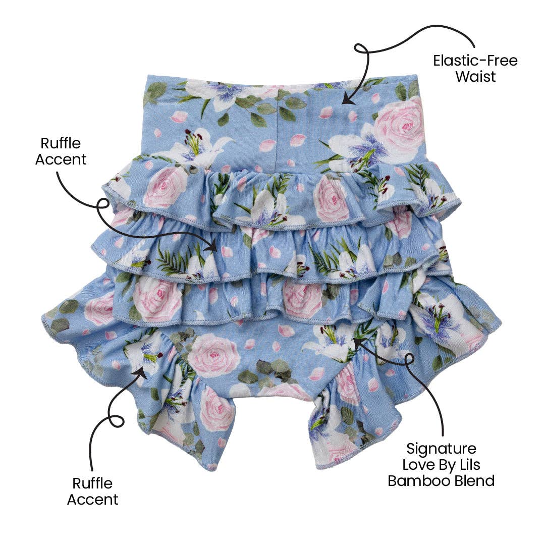 Laree + Co. - Wholesale Underwear/Diaper Cover - Baby - Lillian Floral Bamboo Ruffle Bummies1