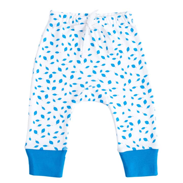 Organic Cotton Baby Pant - AUTUMN LEAVES BLUE for wholesale by NIOVI