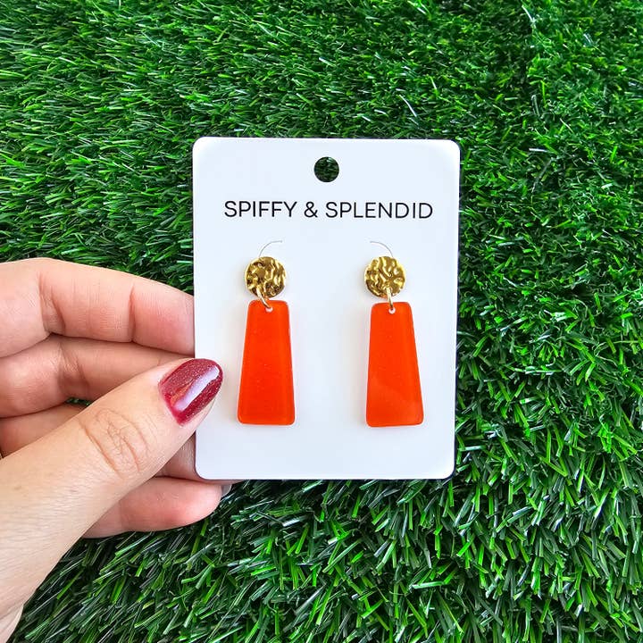 Spiffy & Splendid - Wholesale Dangle Earrings - Mia Mini Earrings - Orange Glitter // Jewelry, Game Day8