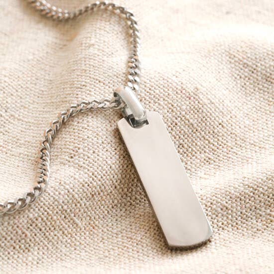 Men's Thin Dogtag Necklace Stainless Steel for wholesale by Lisa Angel