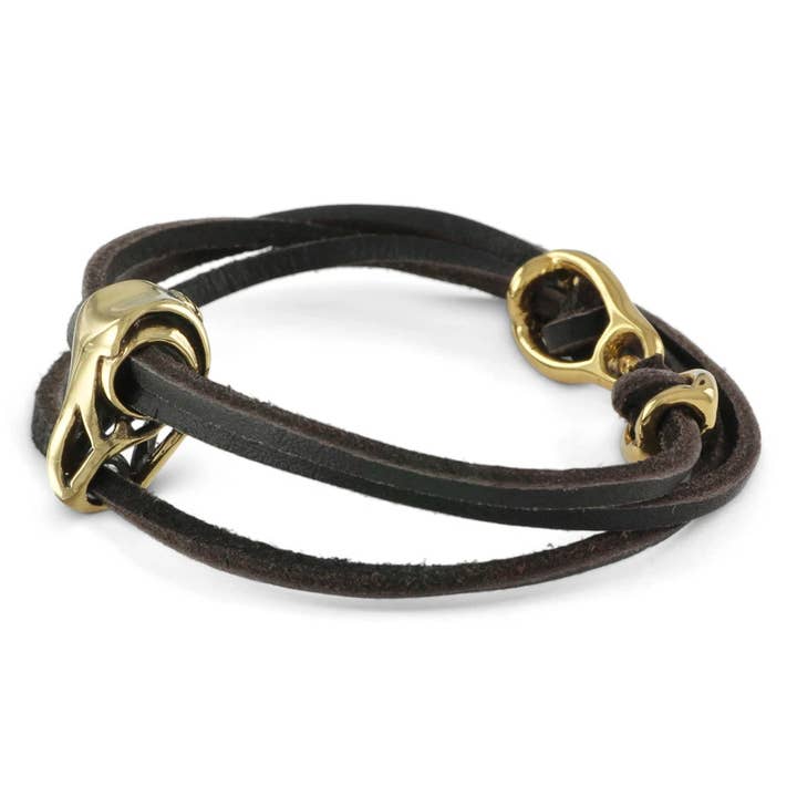 Bird Skull leren armband - brons voor wholesale door Lost Apostle