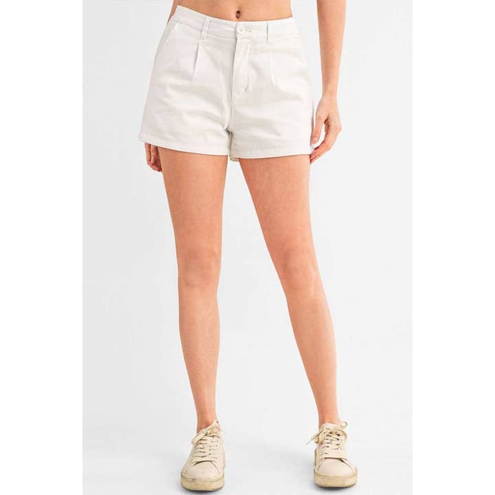 UP CLOTHING - Wholesale Shorts - Women's - COTTON TWILL PLEATED SHORTS W ELASTIC WAISTBAND3