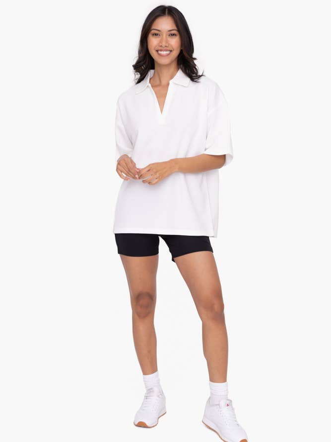 Mono B - Wholesale T-Shirt - Women's - Oversized Collared Tee