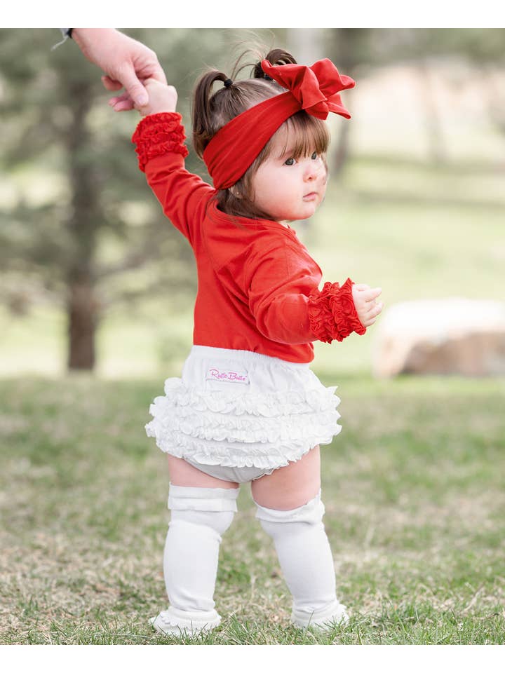 Bianco Calze al ginocchio con volant 3 pezzi per ragazze nero, bianco e blu navy scuro in vendita all'ingrosso su Faire6