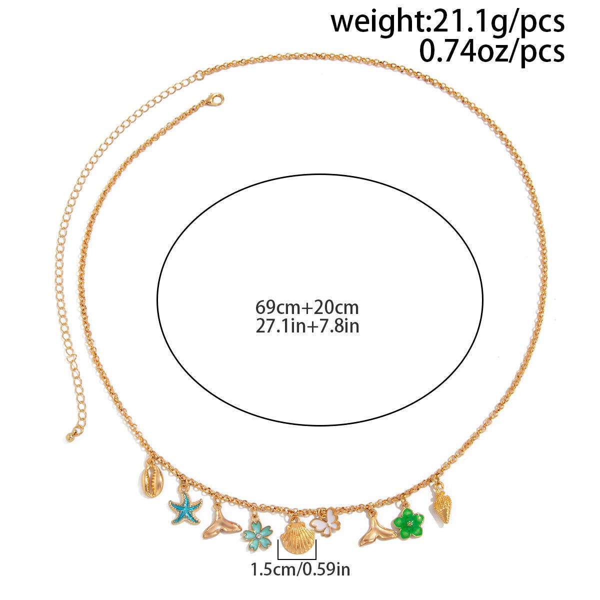 Dipped Shop – wholesale Belt – Women's – Boho Starfish Conch Pendant Waist Chain DP25D73515