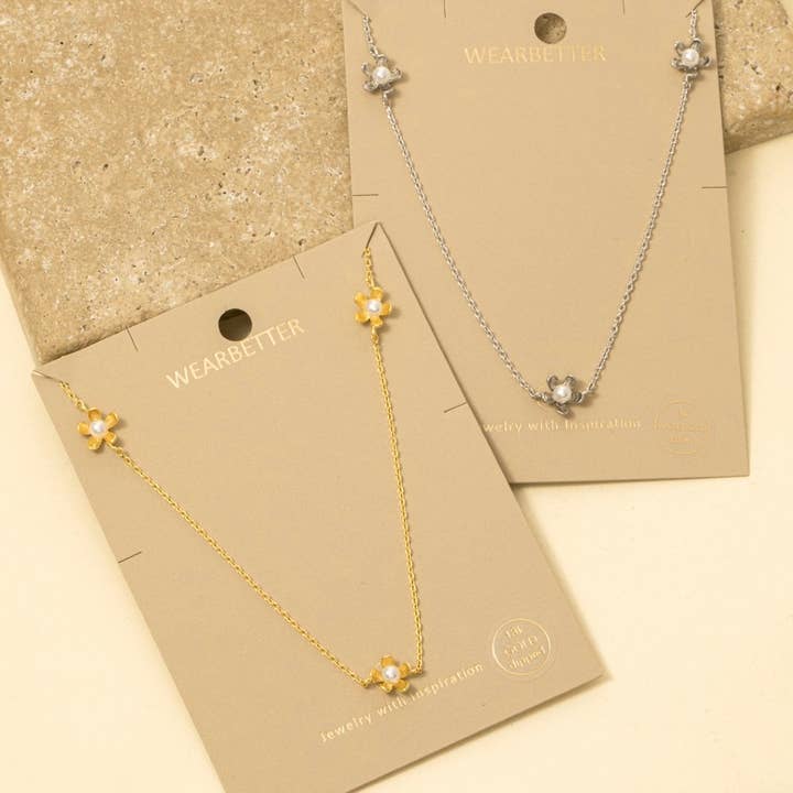 Mini Pearl Flower Station Necklace for wholesale by Anarchy Street