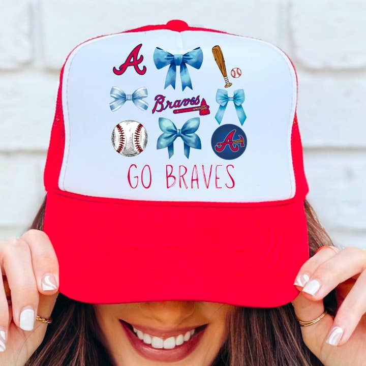 Casquette de camionneur Coquette Baseball Atlanta Braves pour la vente par Gia Gifts Boutique