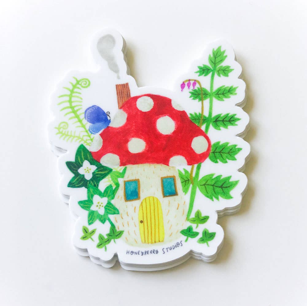 Honeyberry Studios - Wholesale Sticker - Mushroom House Sticker1