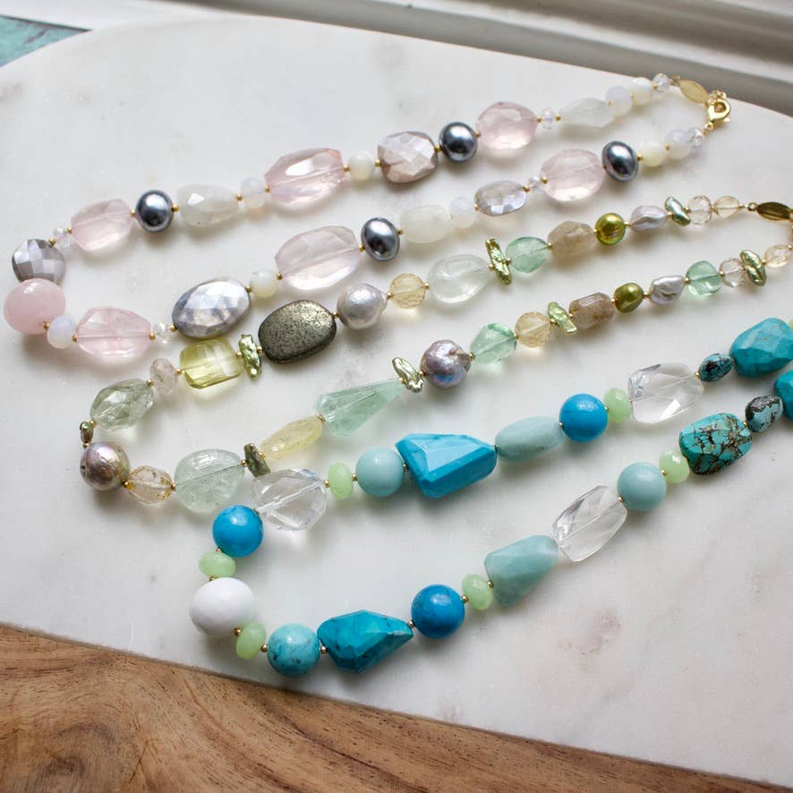 a.v. max - Wholesale Kralen/parelketting - Gefacetteerde Echte Klomp Ketting|9 kleuren25