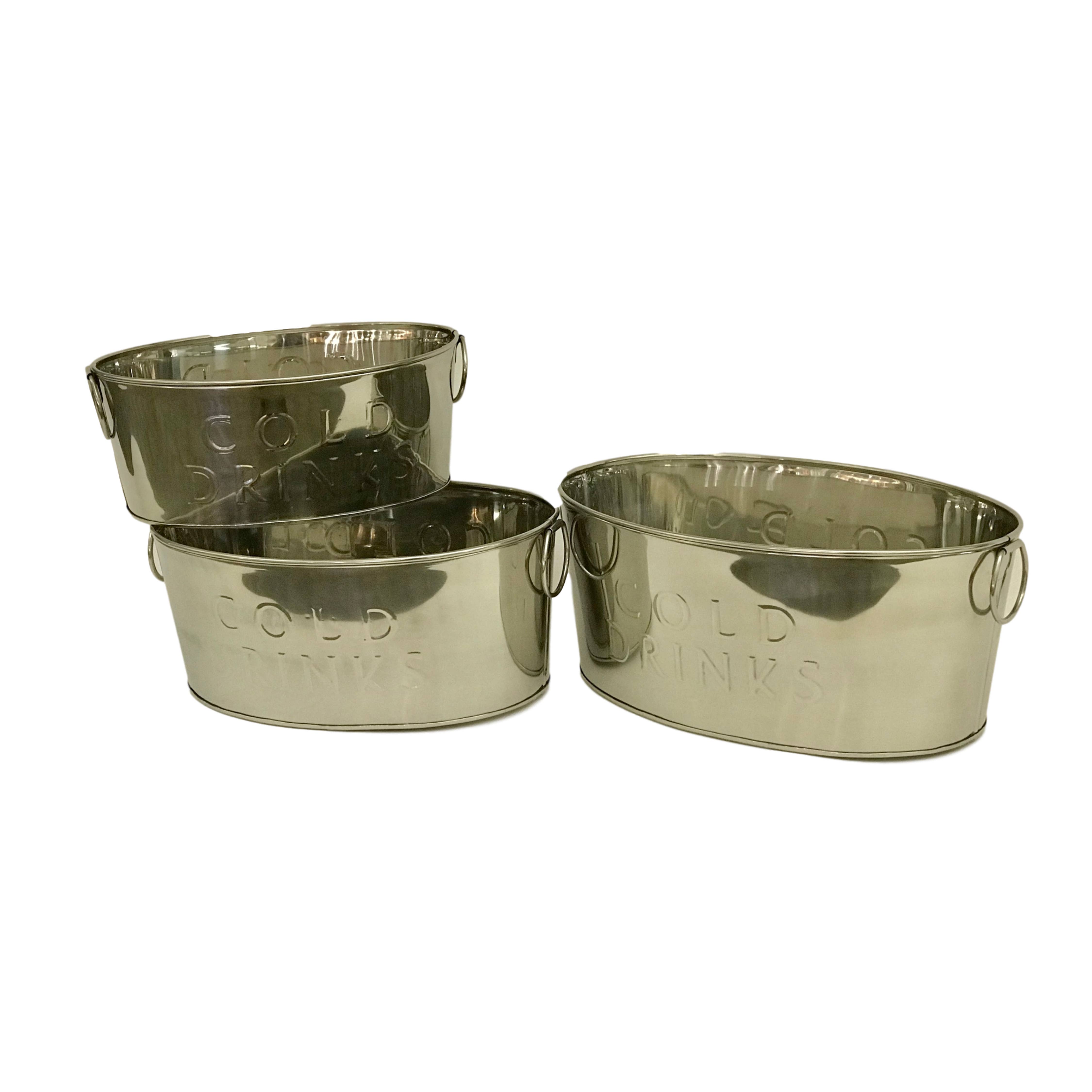 Wilco Home - Vendita all'ingrosso Secchi/Secchielli - Set di 3 vaschette cromate per bevande fredde1