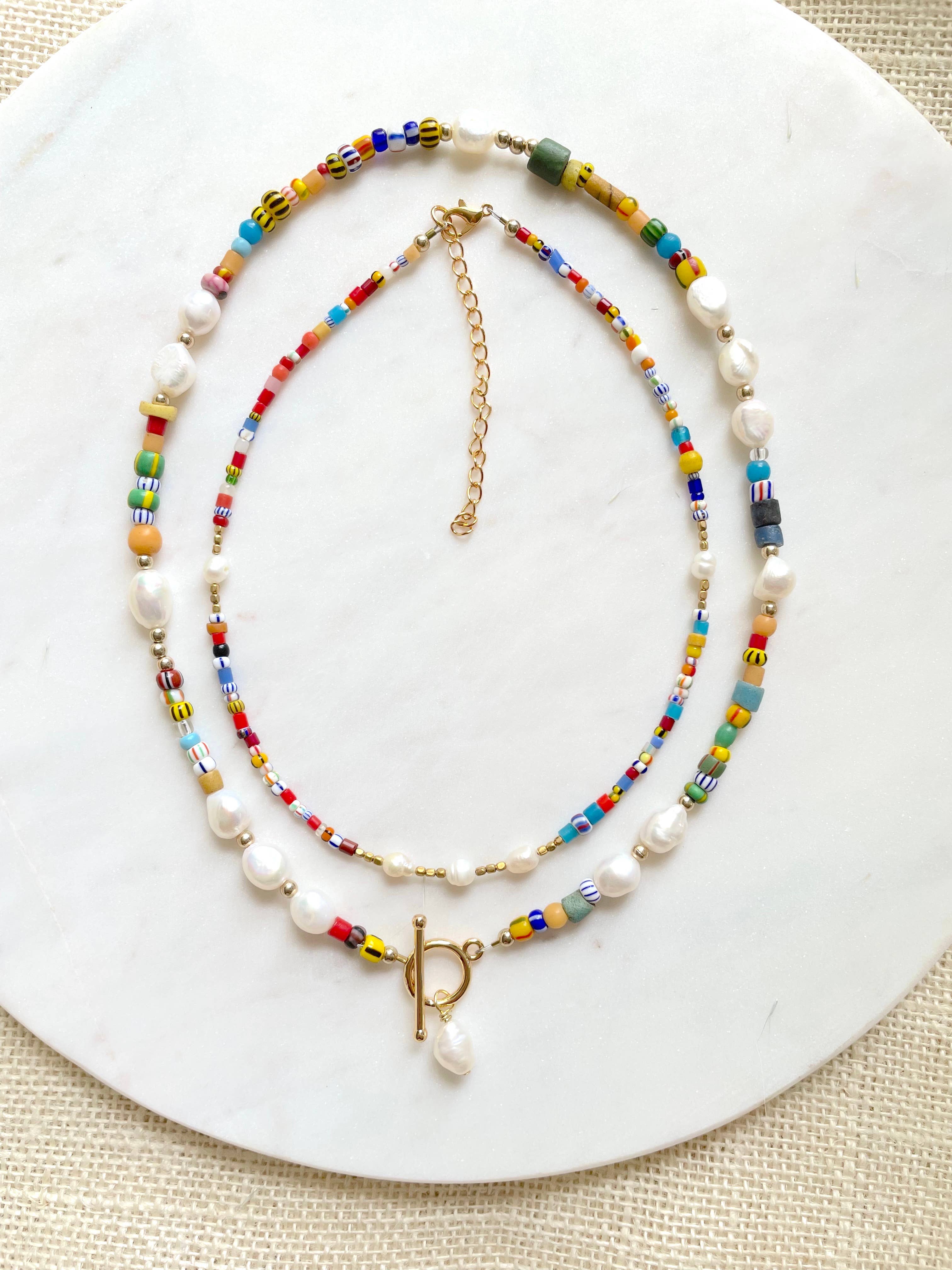 XTRA by Stacey - Wholesale Beaded/pearl necklace - The Daina Necklace - Colorful Freshwater Pearl Front Clasp6