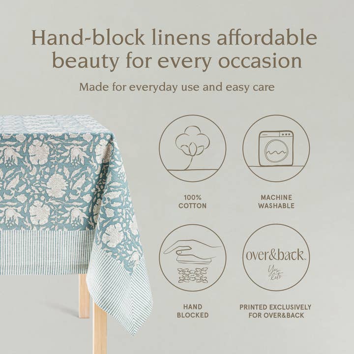 over&back - Wholesale Tablecloth - Hand-Screened Tablecloth – Multiple Patterns – 70x9012