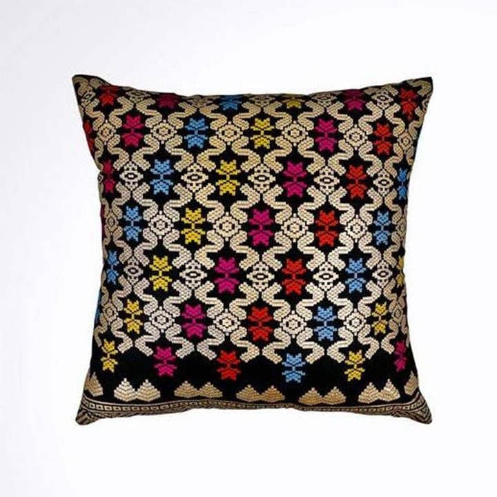 Copricuscino Ikat tessuto a mano, verde e oro. Solo copertura senza imbottitura. 40x40 cm, cuscino. per la vendita all'ingrosso da parte di Kasih Co-op