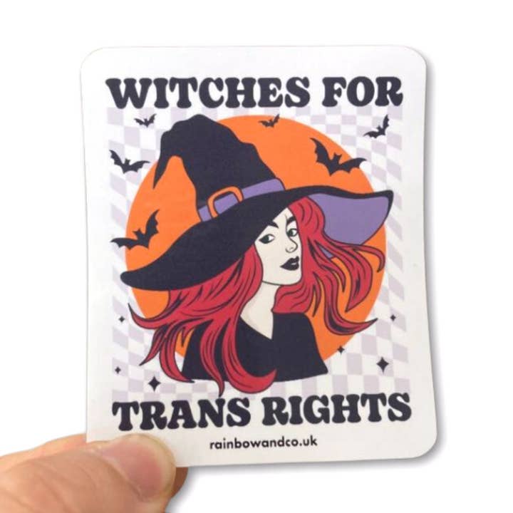 Witches For Trans Rights Gloss Sticker for wholesale by Rainbow & Co