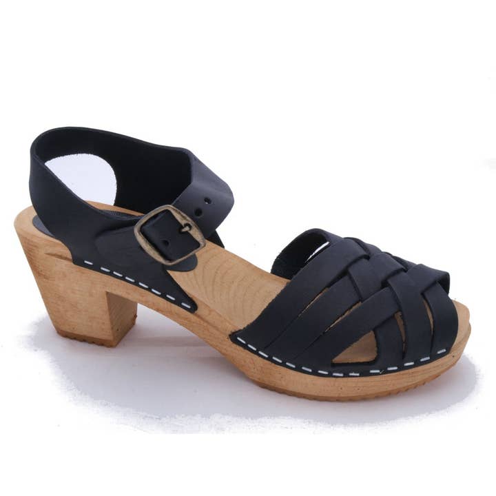 Sandalo zoccolo BETTY in nero per la vendita all'ingrosso da parte di Moheda