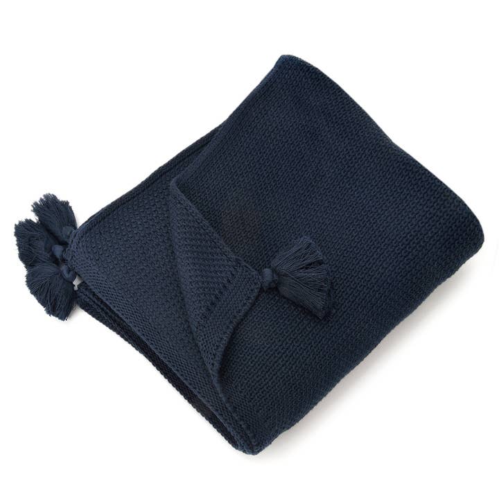 Jordan Tassel Throw - Navy for wholesale by Merben International Inc.