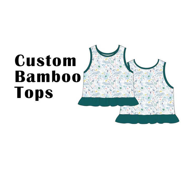 Op maat gemaakte bamboe ruffle tanks MOQ 20 stuks voor wholesale door Blue Sea Clothing