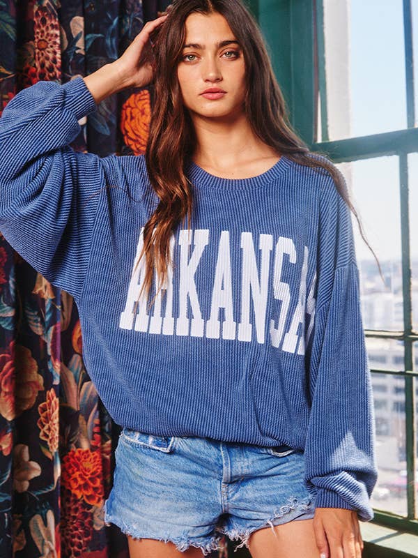 T1770G 'ARKANSA' Comfy Oversize Graphic Sweatshirt, Gameday for wholesale by BUCKETLIST INC