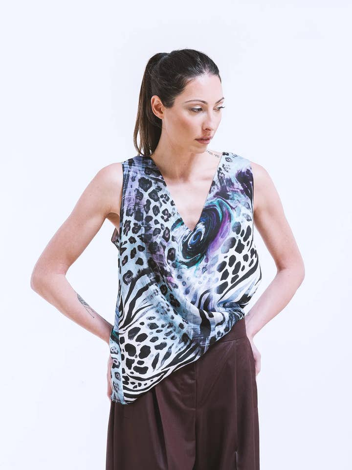 Patterned printed tank top for wholesale by ELENELEN SRL