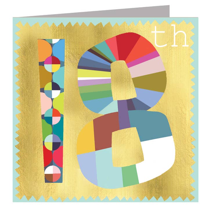 GD18 Gold Foiled Number Eighteen Card for wholesale by Kali Stileman Publishing