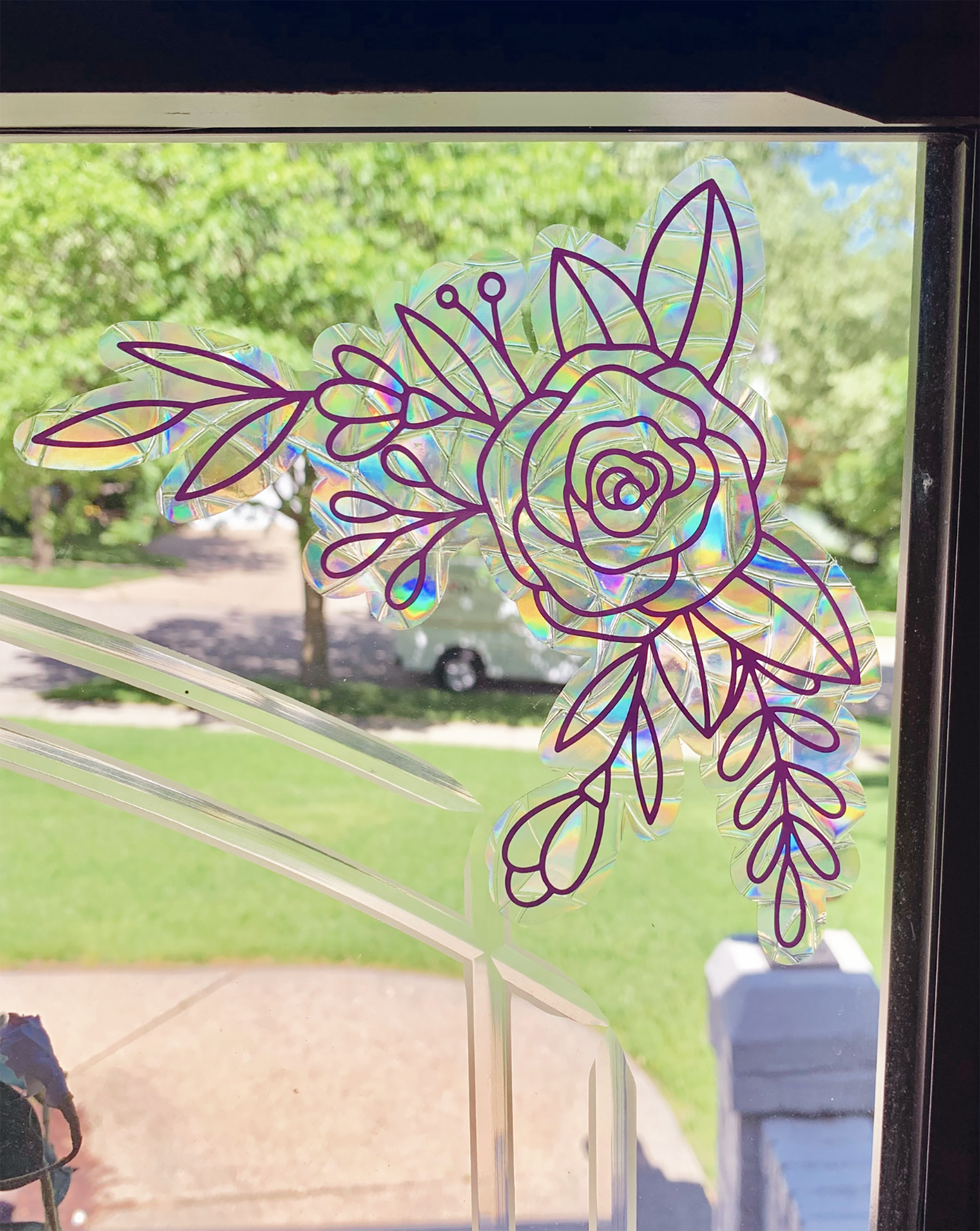 Simply Livy - Wholesale Suncatcher - Floral Rose Suncatcher Window Cling, Rainbow Maker 3