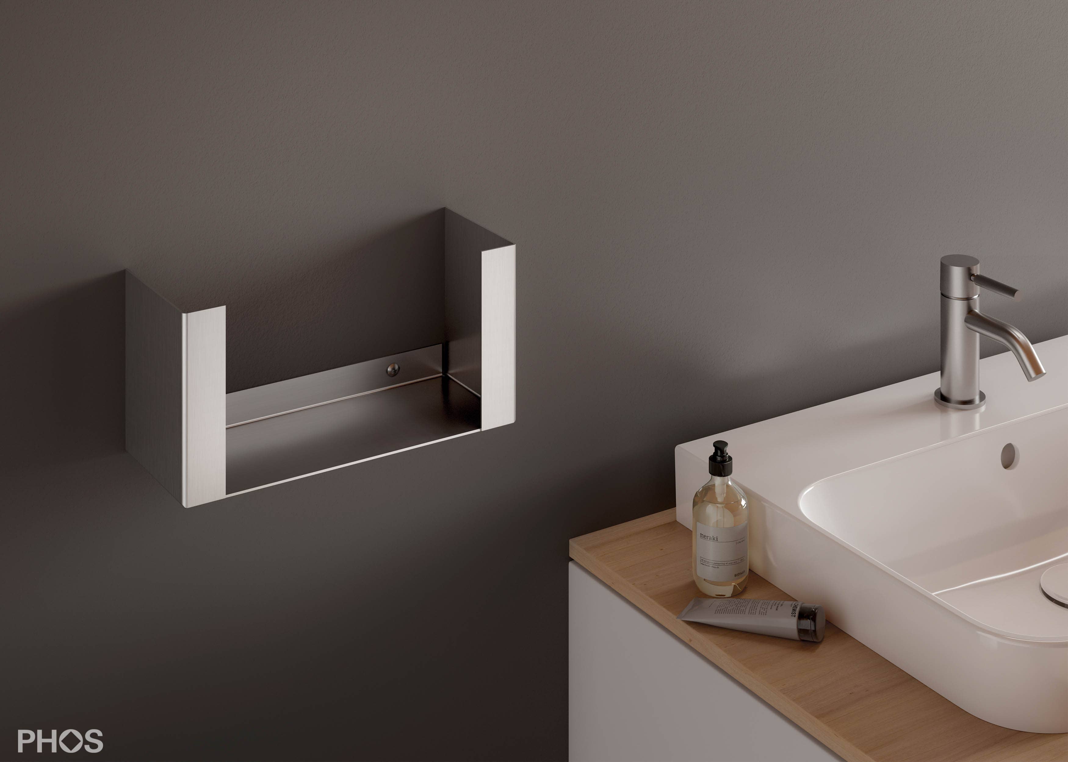 PHOS Design GmbH - Wholesale Hand Towel - Stainless steel towel rack 30 cm including 12x hand towels in grey2