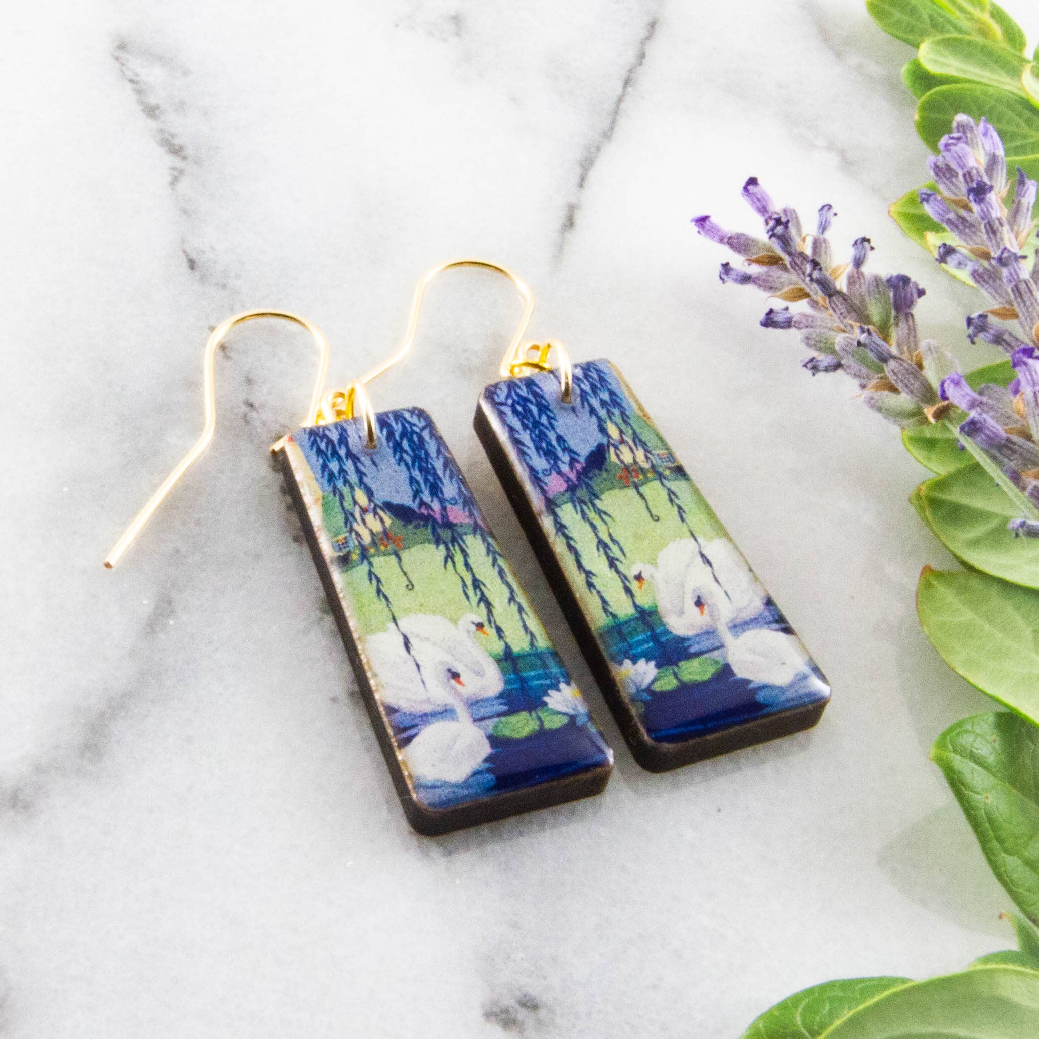 No Man's Land – Engroshandel Hængeøreringe og creoløreringe – Svanesøen Aftagende Rektangel Øreringe0