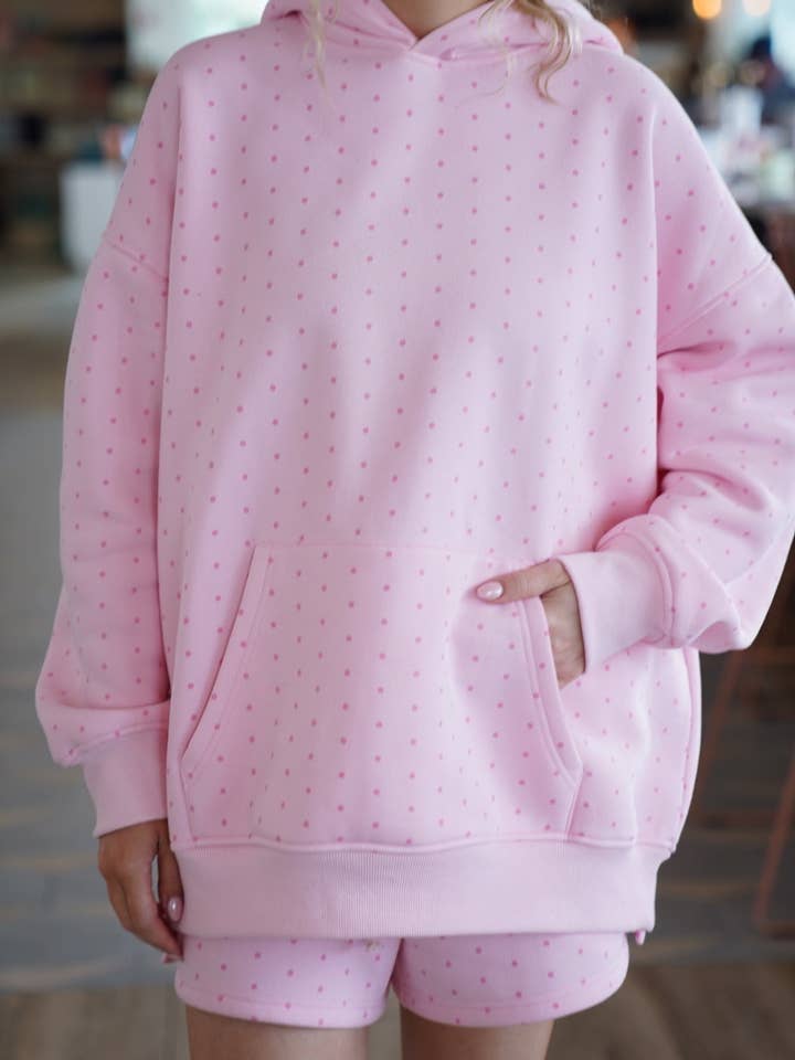 Sunkissed Coconut - Wholesale Hoodie - Women's - Light Pink Polka Dot Hoodie 100% Cotton9