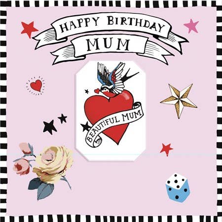 Tattoo Birthday Card - Beautiful Mum for wholesale by Sooshichacha
