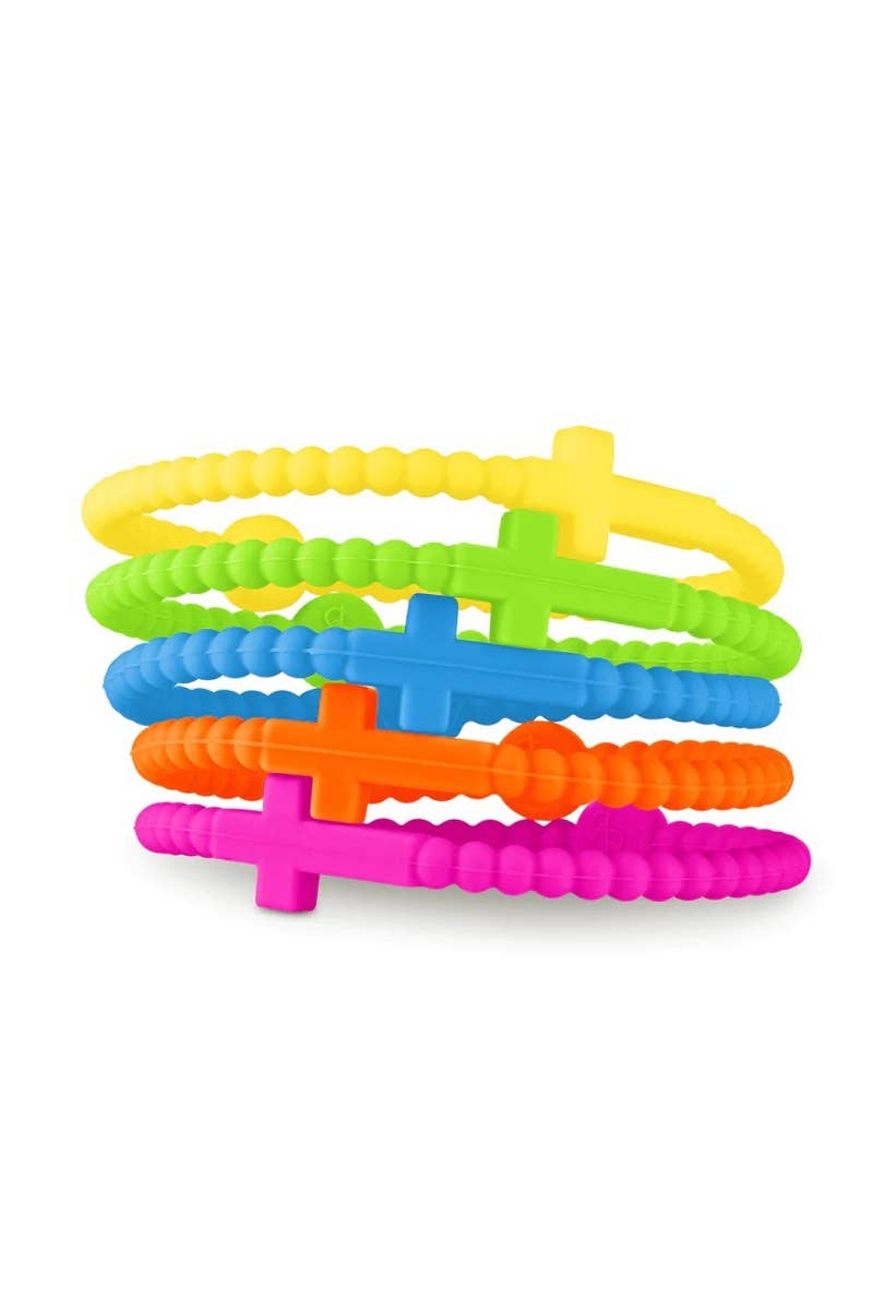 ASSORTED  ,,.....5pcs Jesus Cross Silicone Bracelet Pack Of 8 Sets SI-2915 for wholesale on Faire3