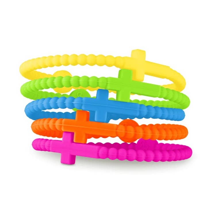 ASSORTED ,,.....5pcs Jesus Cross Silicone Bracelet Pack Of 8 Sets SI-2915 for wholesale on Faire3