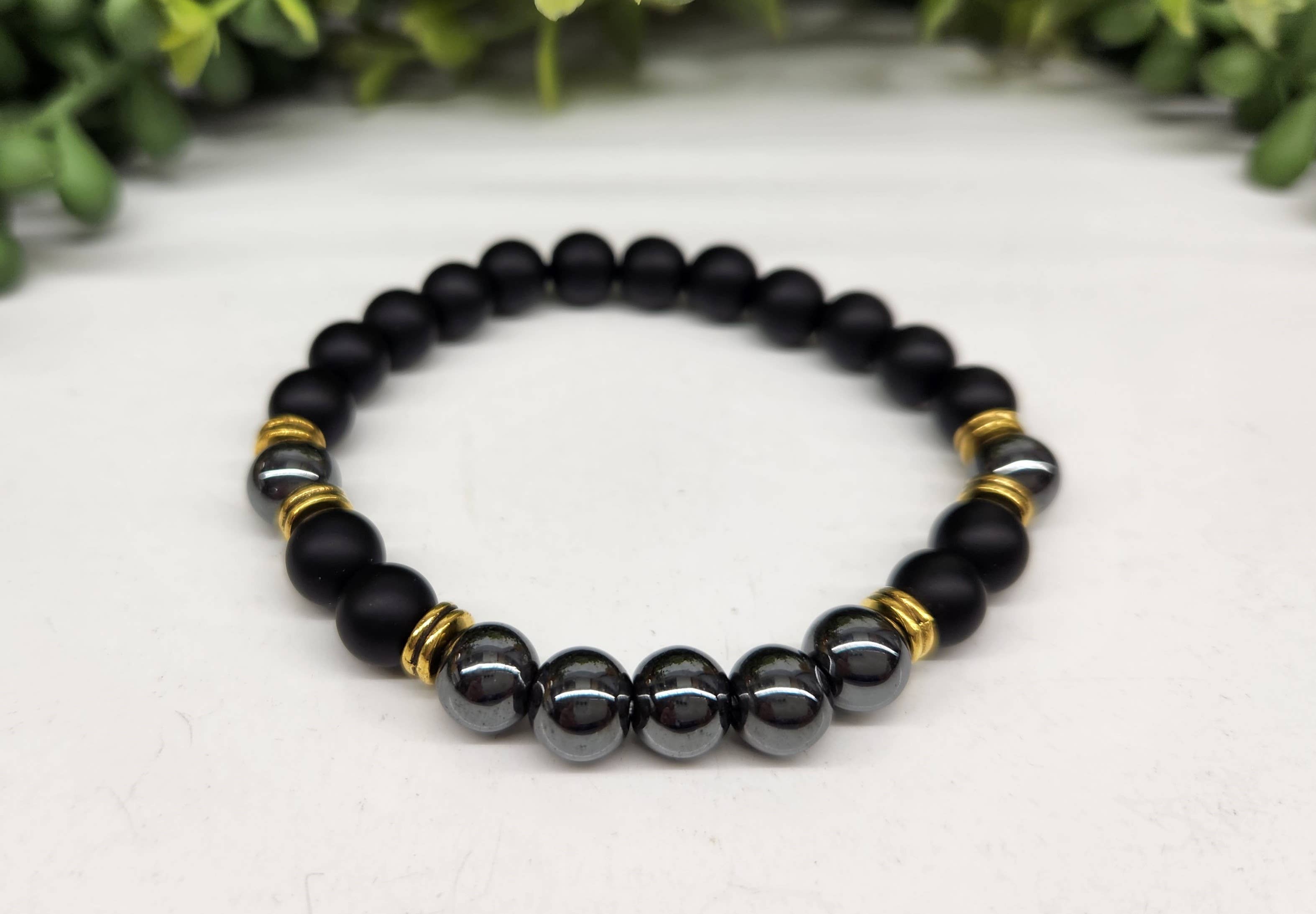 Meraki Gemstones - Wholesale Beaded Bracelet - GROUNDING/BALANCE - Black Obsidian-Matte/Hematite Bracelet5