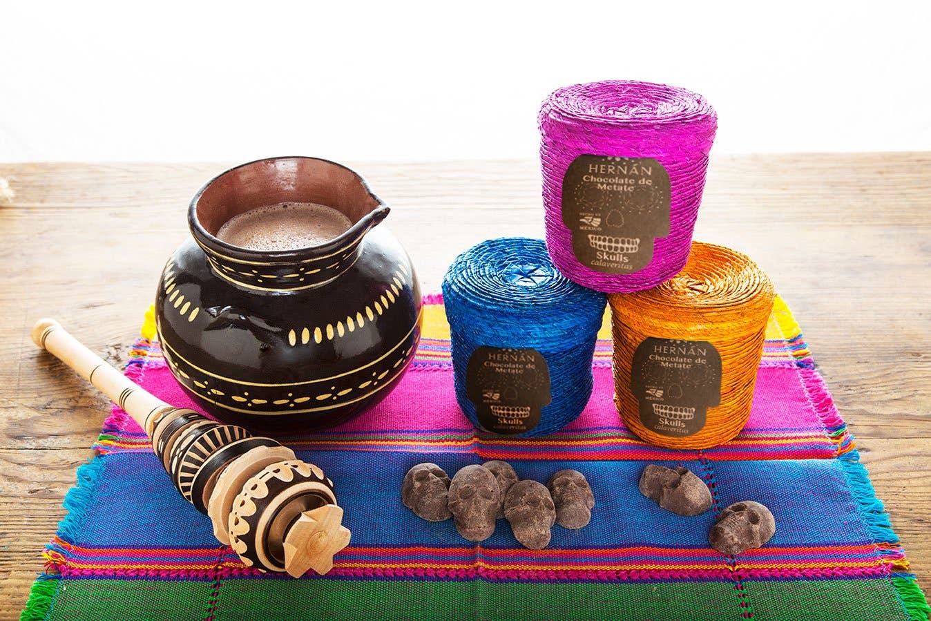  HERNÁN – Großhandel Kakao/Heiße Schokolade – Zimtschokoladen-Calaveras Schädel im Korb – 240 g4