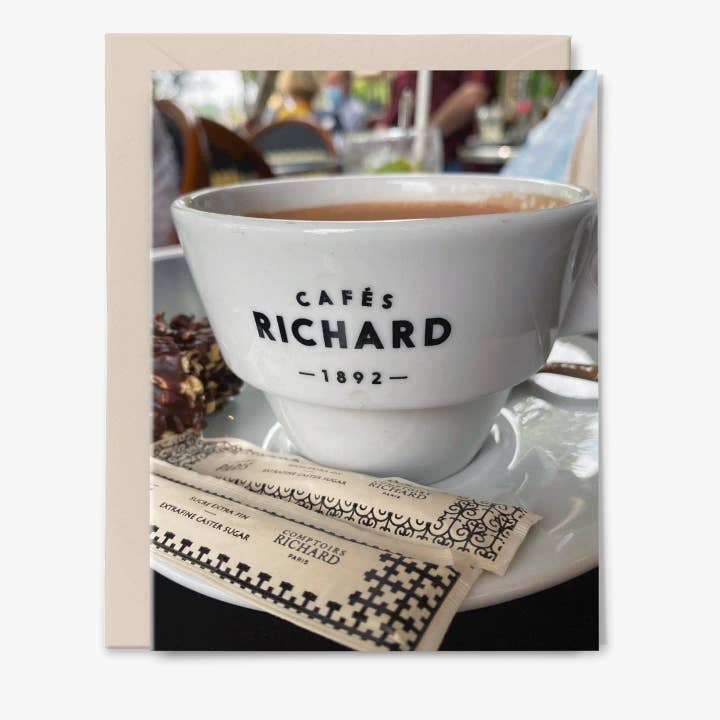 "Cafes Richard" A2 greeting card, set of 6 - Wendy Dreaney for wholesale by Apricity Press