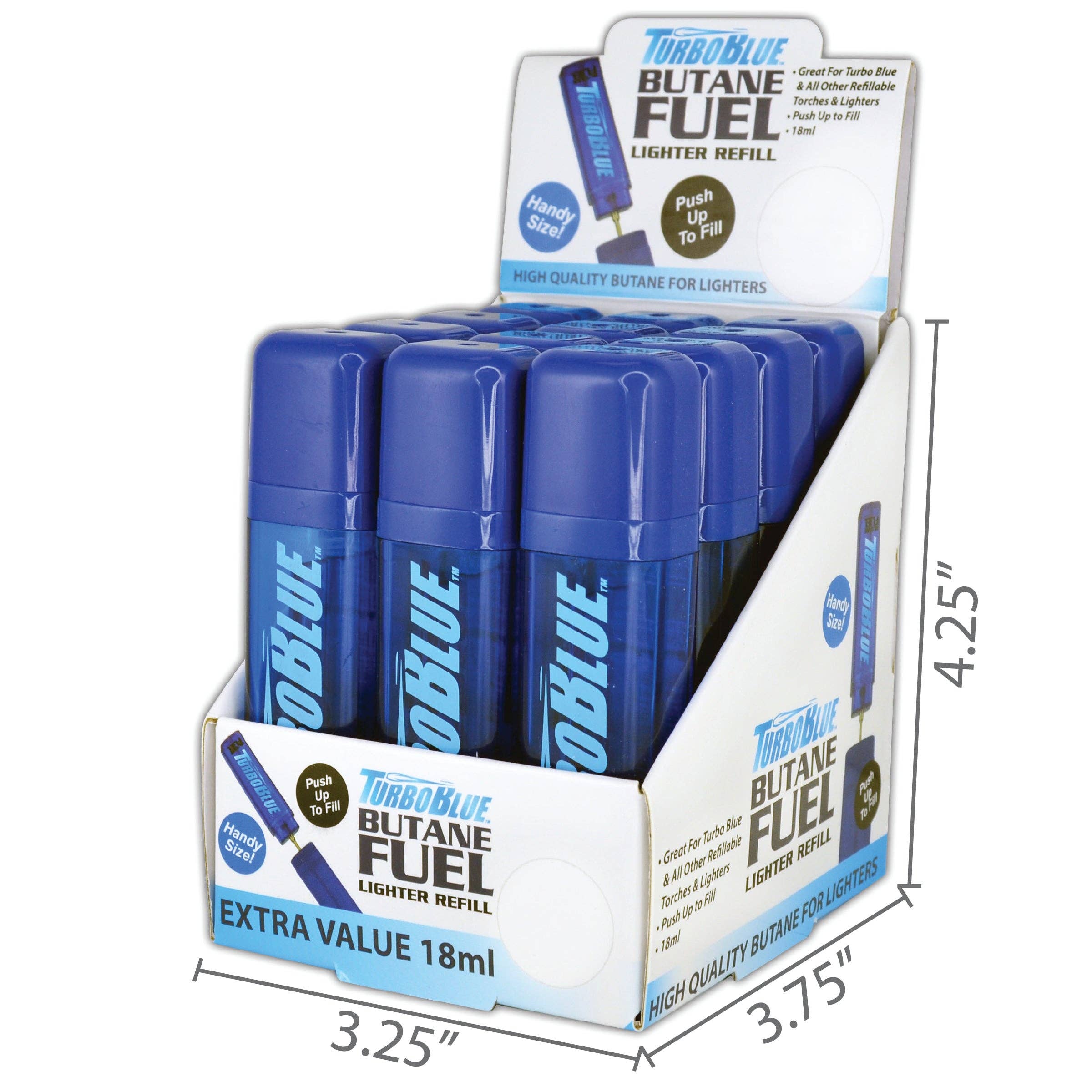 Novelty Brands - Wholesale Lighter - Torch Blue 18mL Bulk Lighter Butane Refill - 12/Display2