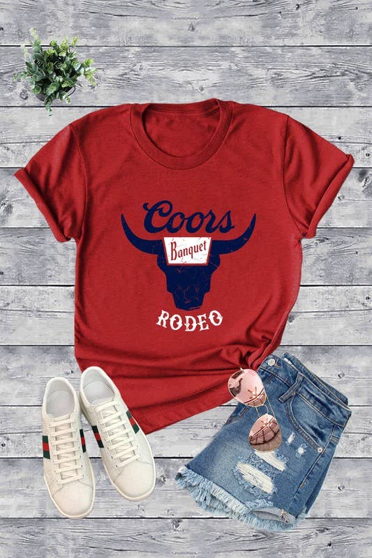 Top Avenue - Vente T-shirt sérigraphié – femme - T-shirt unisexe à col rond COORS RODEO, Beer, Summer15