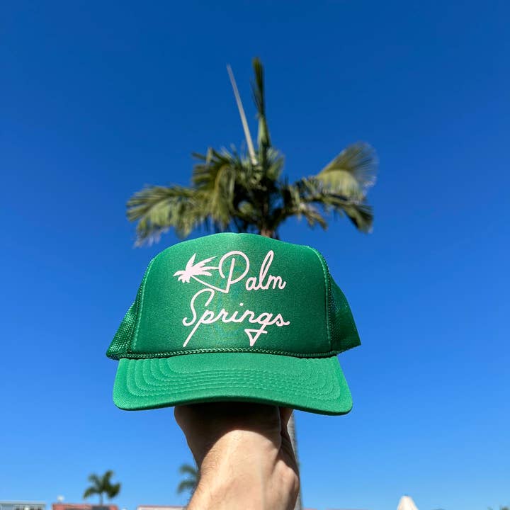 Gorra de camionero Palm Springs Verde para venta al por mayor de OC trading co