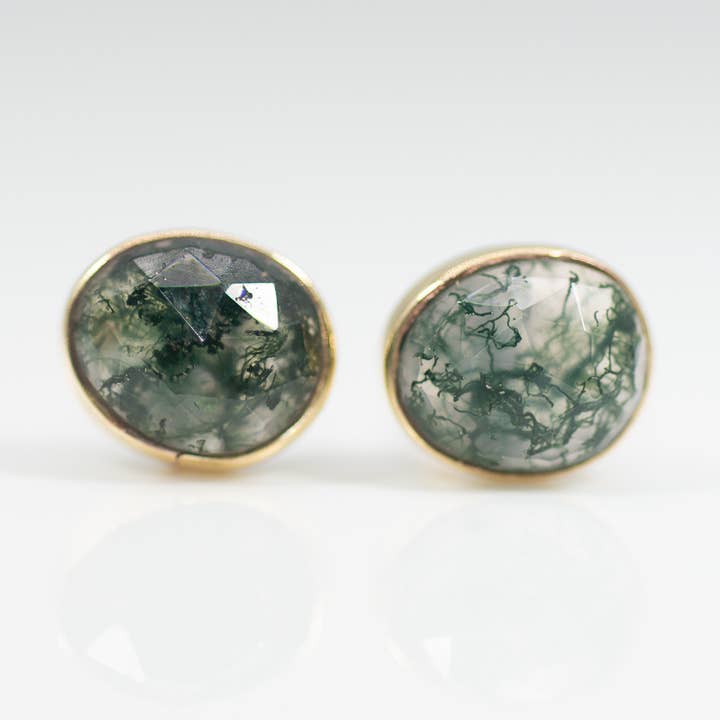 Moss Agate rose cut nitter for engroshandel hos Leslie Francesca Designs