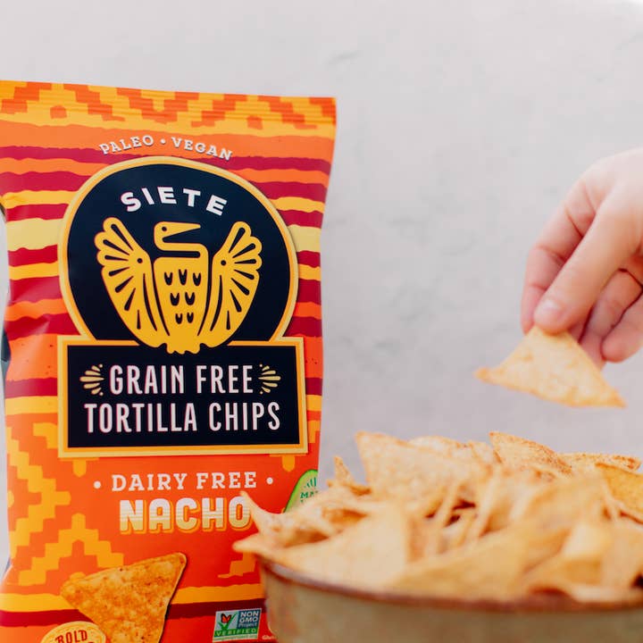Siete Foods - Wholesale Chips - 5oz Nacho Grain Free Tortilla Chips-24 bags