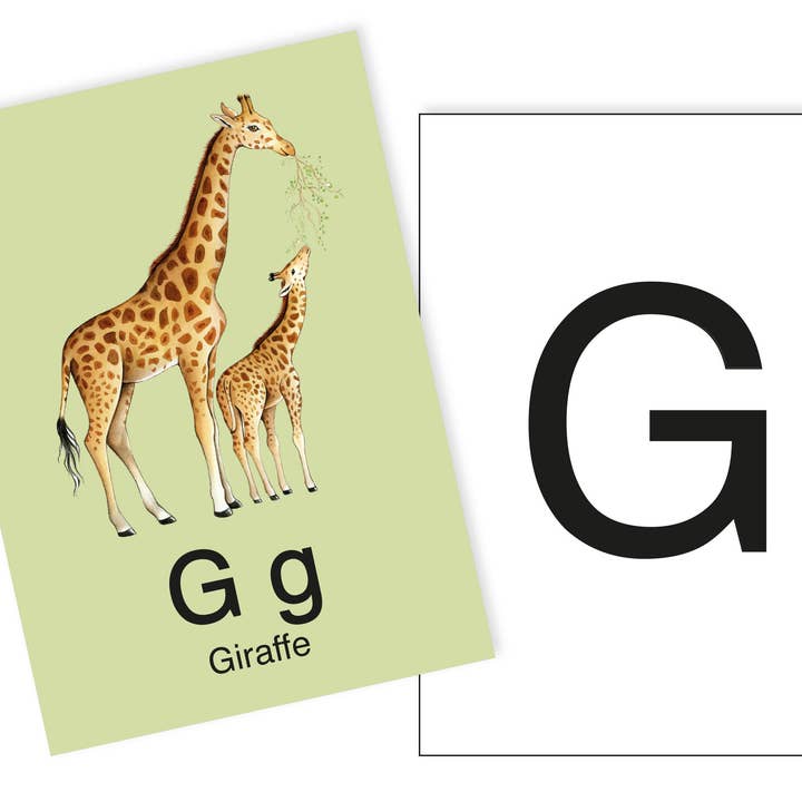 1 Postkarte G wie Giraffe Ergänzungskarte zum ABC Karten Set für den Großhandel von fioniony®