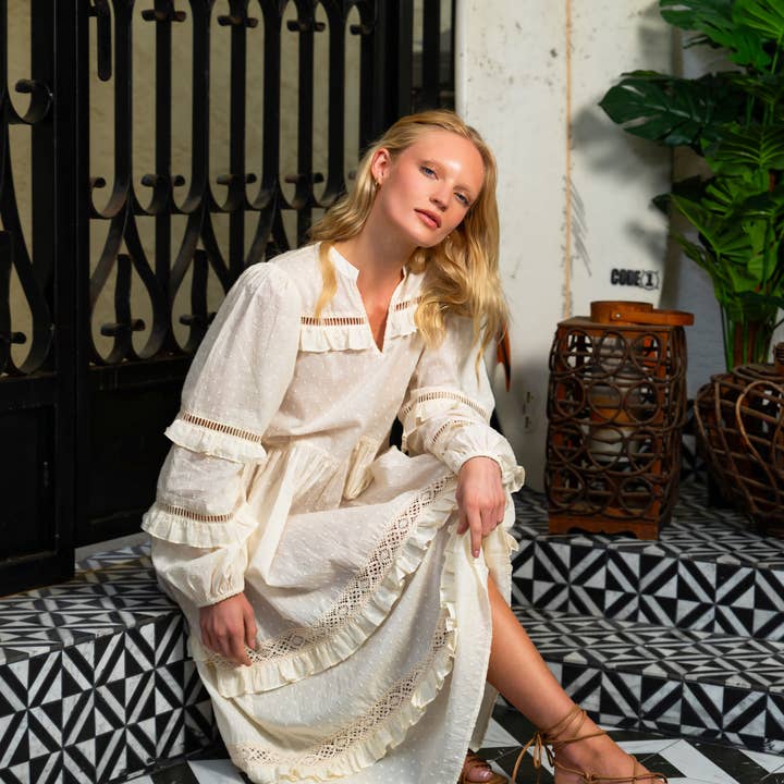 Cream Tapasi Ruffled Dress and other Purchase Wholesale tappeti moderni all. Free Returns & Net 60 Terms on Faire trending on Faire.