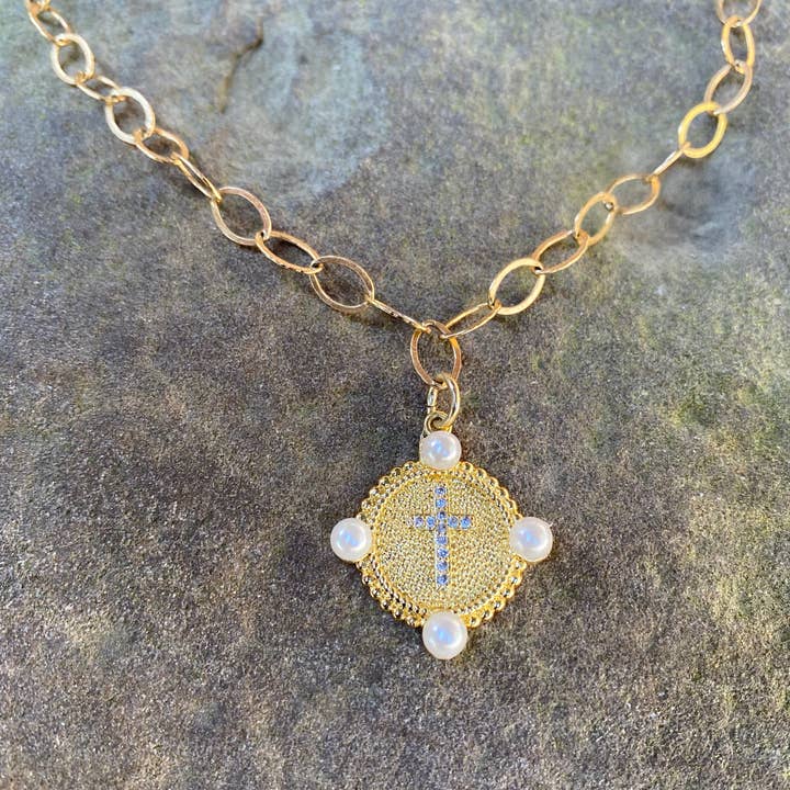 14K GF Cross Charm Necklace for wholesale by Beshea Beshea