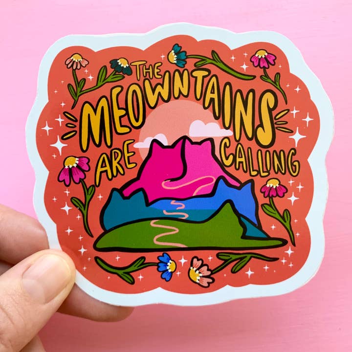 Adesivo con gatto di montagna, strana decalcomania con divertente gattino, sarcastico, senza cerniera, finestrino dell'auto per la vendita all'ingrosso da parte di Eska and the Alpenglow