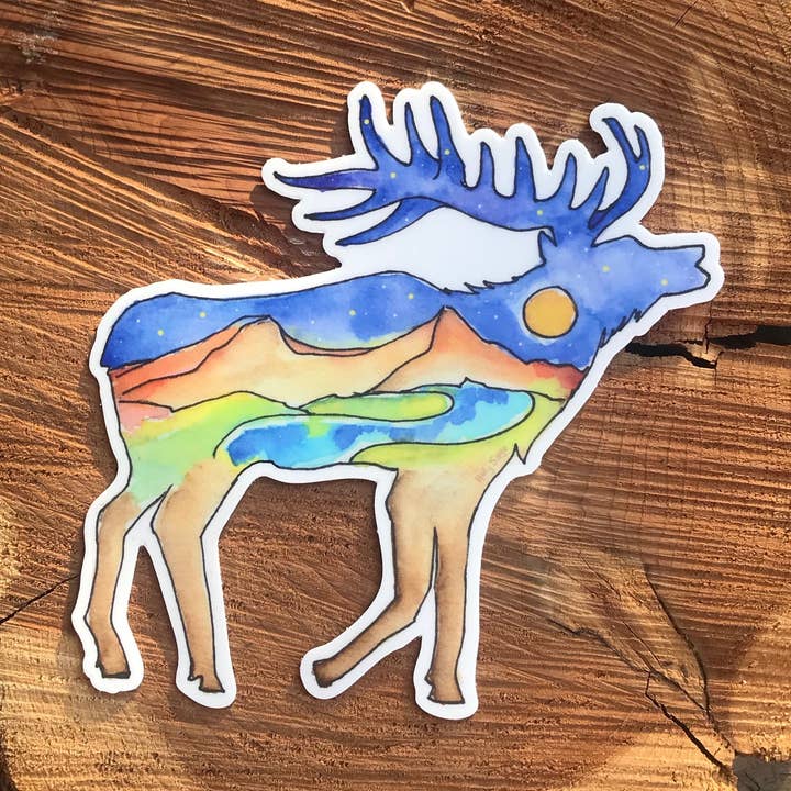 Autocollant Wapiti Nightscape pour la vente par Holly Sage Art